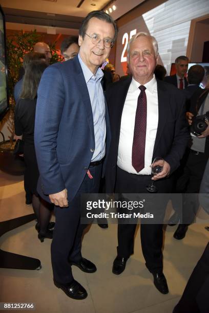 Hans Mahr and Heiner Bremer attend the 25 years anniversary n-tv event at Bertelsmann Repraesentanz on November 28, 2017 in Berlin, Germany.