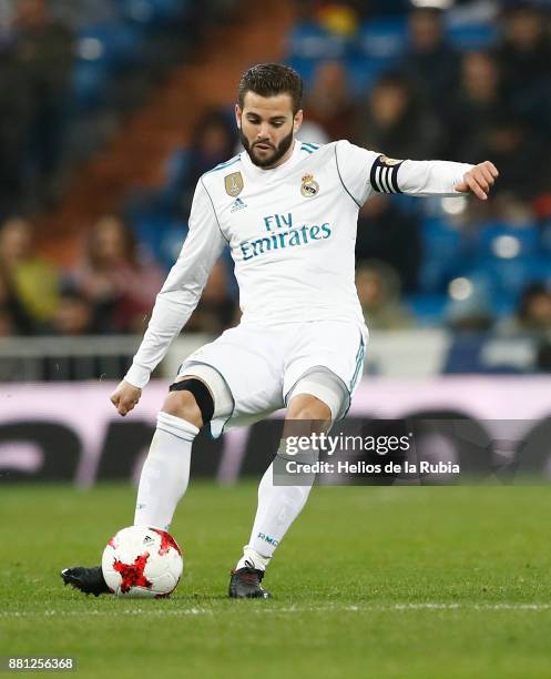 Nacho Fernandez of Real Madrid in action during the Copa del Rey round of 32 second leg match between Real Madrid CF and Fuenlabrada at Estadio...