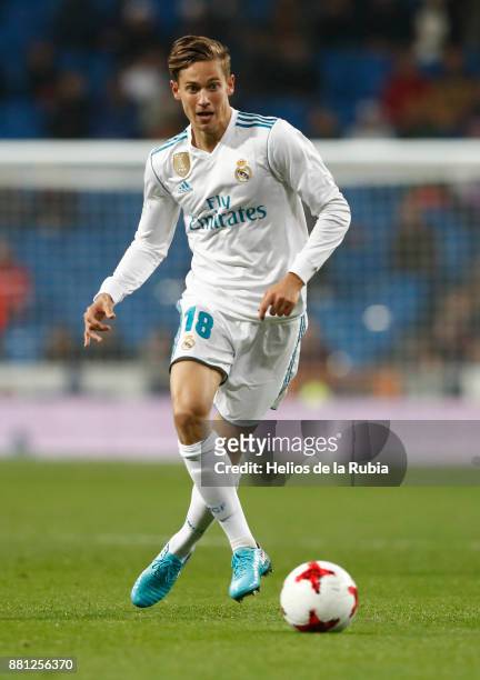 Marcos Llorente of Real Madrid in action during the Copa del Rey round of 32 second leg match between Real Madrid CF and Fuenlabrada at Estadio...