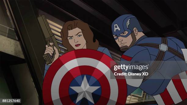 New Years Resolution" - Past and present collide as Howard Stark and Peggy Carter team up with Iron Man and Captain America to save the time stream...