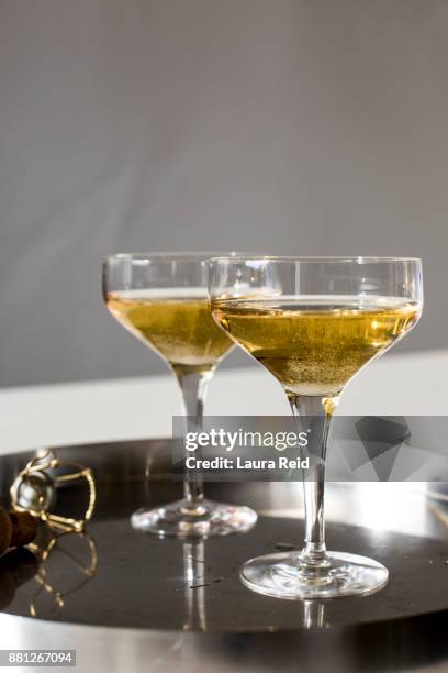 champagne anyone? - metal serving tray stock pictures, royalty-free photos & images