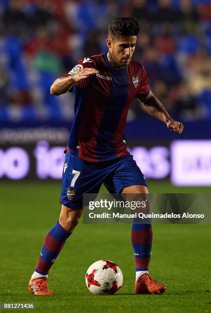 Samu of Levante in action during the Copa del Rey, Round of 32, Second Leg match between Levante and Girona at Ciudad de Valencia Stadium on November...