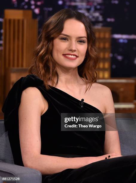 Daisy Ridley Visits "The Tonight Show Starring Jimmy Fallon" at Rockefeller Center on November 28, 2017 in New York City.