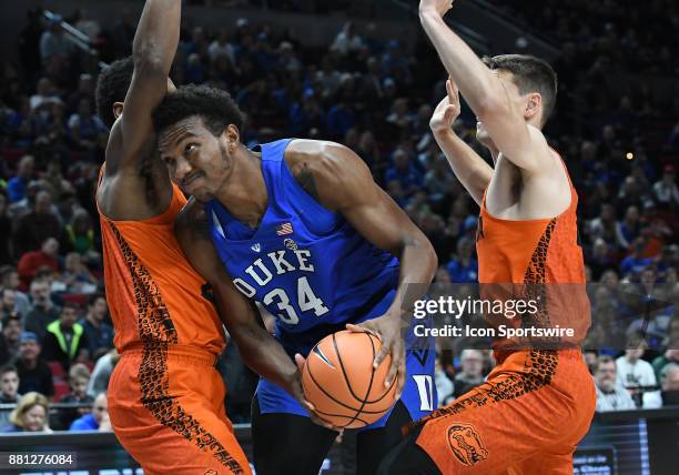 Duke forward Wendell Carter Jr. Drives to the basket in the championship game of the Motion Bracket at the PK80-Phil Knight Invitational between the...