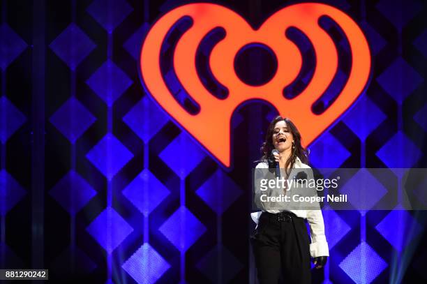 Camila Cabello performs onstage at 106.1 KISS FM's Jingle Ball 2017 Presented by Capital One at American Airlines Center on November 28, 2017 in...