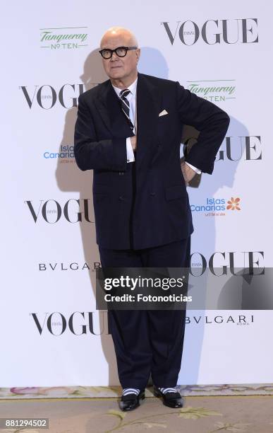 Manolo Blahnik attends 'Manolo Blahnik : El Arte Del Zapato' exhibition at the Ritz Hotel on November 28, 2017 in Madrid, Spain.