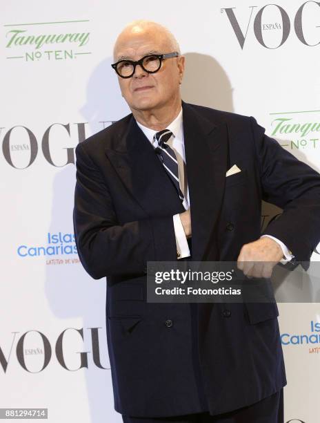 Manolo Blahnik attends 'Manolo Blahnik : El Arte Del Zapato' exhibition at the Ritz Hotel on November 28, 2017 in Madrid, Spain.