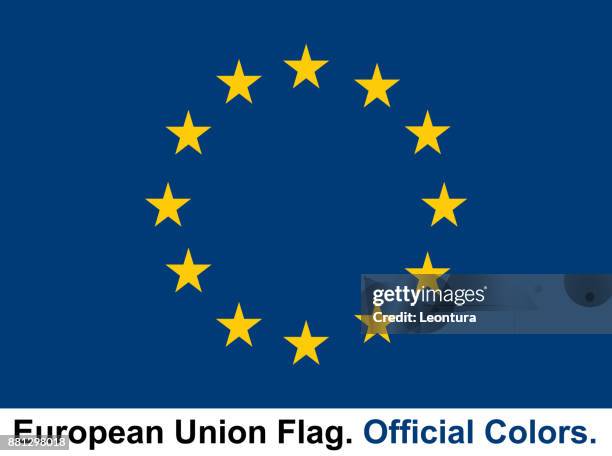 eu-flagge (offizielle farben) - european union symbol stock-grafiken, -clipart, -cartoons und -symbole