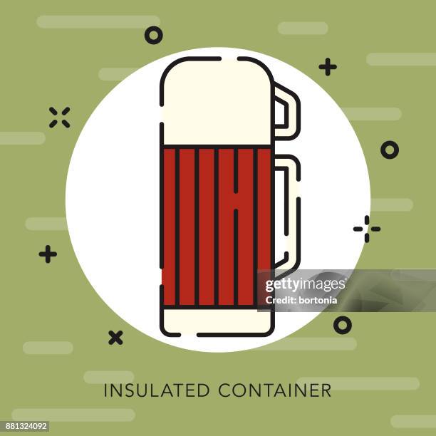 insulated container open outline camping icon - insulation stock illustrations