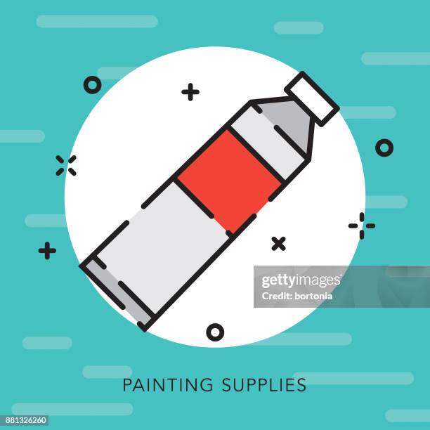 stockillustraties, clipart, cartoons en iconen met verf levert open overzicht arts & cultuur icoon - paint tube