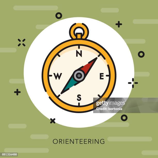 orienteering open outline camping icon - orienteering stock illustrations