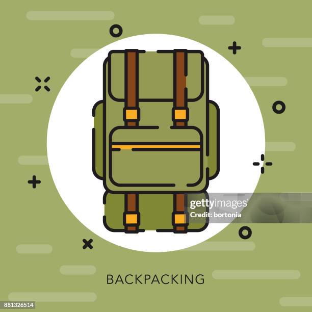 backpacking open outline camping icon - open camping backpack stock illustrations