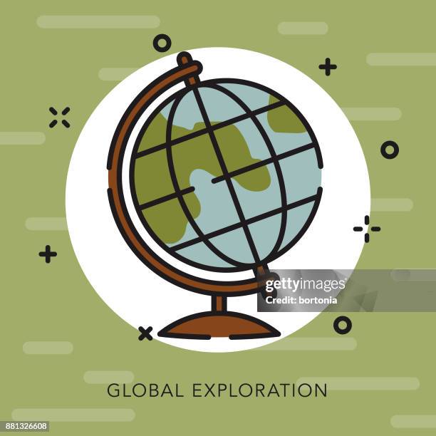global exploration open outline camping icon - wonderlust stock illustrations