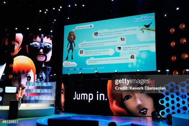 Twitter is added to XBox Live online community at Microsoft's XBox 360 media briefing to open the Electronic Entertainment Expo on June 1, 2009 in...