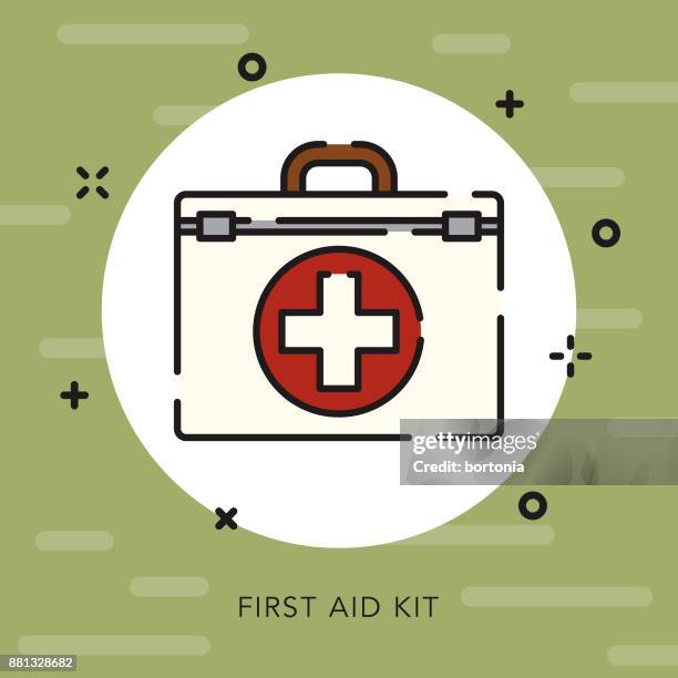 first aid kit open outline camping icon - wonderlust stock illustrations