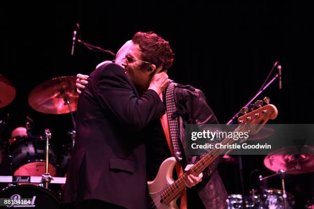 Jon Lord and Glenn Hughes , former band mates in Deep Purple, are reunited as they perform on stage at charity concert in aid of Childline at Indigo2...