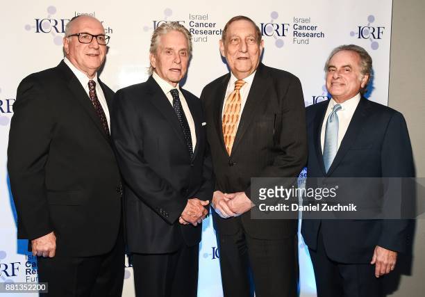 Dean Blumenthal, Michael Douglas, Dr. Morton Coleman and Benjamin Brafman attend the 2017 Israel Cancer Research Fund Gala at The Ziegfeld Ballroom...