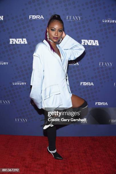 Singer, actress and model Justine Skye attends the 31st FN Achievement Awards at IAC Headquarters on November 28, 2017 in New York City.