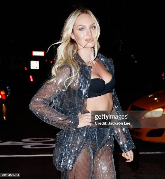 Candice Swanepoel arrives at Victoria's Secret Show viewing on November 28, 2017 in New York City.