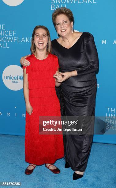 Lucy Meyer and president and CEO of UNICEF USA Caryl M. Stern attend the 13th Annual UNICEF Snowflake Ball 2017 at The Atrium at 60 Wall Street on...