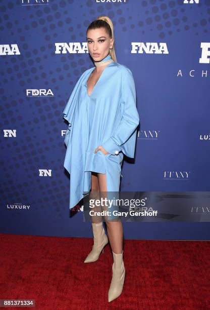Recipient of the Style Influencer of the Year Award, Hailey Baldwin attends the 31st FN Achievement Awards at IAC Headquarters on November 28, 2017...