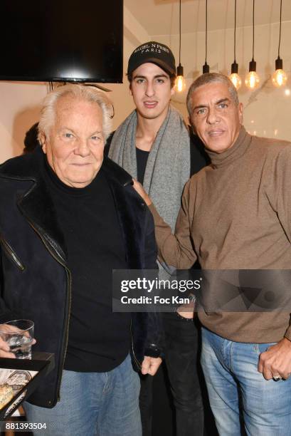 Massimo Gargia, Julian Naceri and Samy Naceri attend 'Bagel N Fries' Restaurant Opening Party on November 28, 2017 in Paris, France.