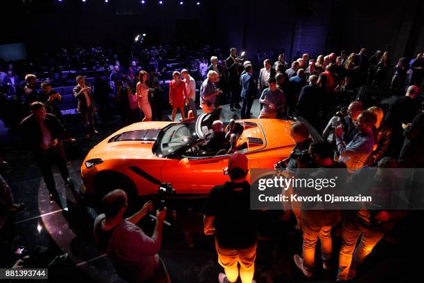 Chevrolet unveils it's new 2019 ZR1 Corvette Convertible during the auto trade show AutoMobility LA at Zynderia Studio November 28 in Los Angeles,...