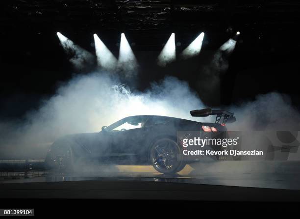Chevrolet unveils it's new 2019 ZR1 Corvette Coupe during the auto trade show AutoMobility LA at Zynderia Studio November 28 in Los Angeles,...