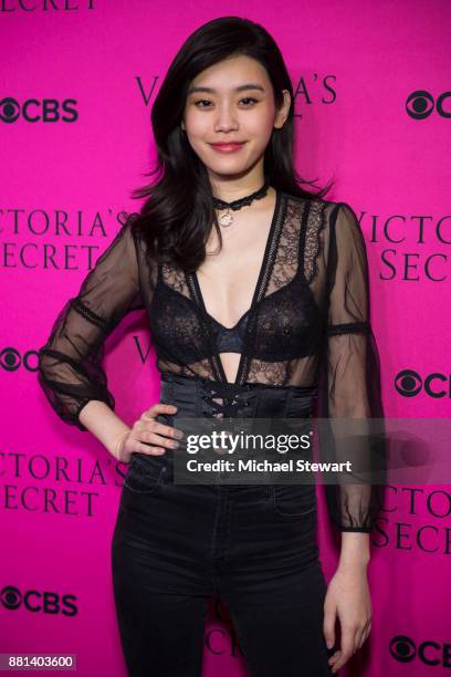 Ming Xi attends the 2017 Victoria's Secret Fashion Show viewing party pink carpet at Spring Studios on November 28, 2017 in New York City.