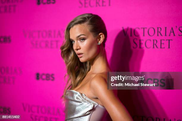 Josephine Skiver attends the 2017 Victoria's Secret Fashion Show viewing party pink carpet at Spring Studios on November 28, 2017 in New York City.