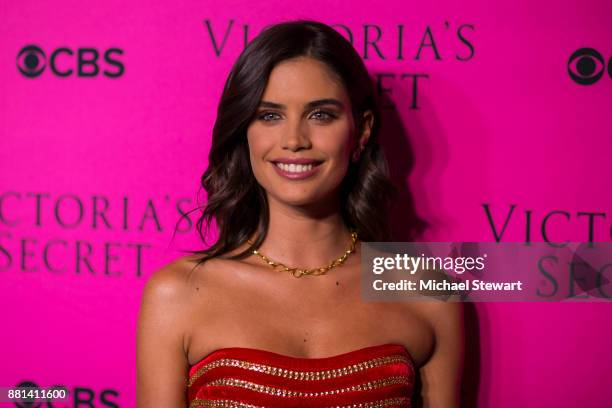 Sara Sampaio attends the 2017 Victoria's Secret Fashion Show viewing party pink carpet at Spring Studios on November 28, 2017 in New York City.