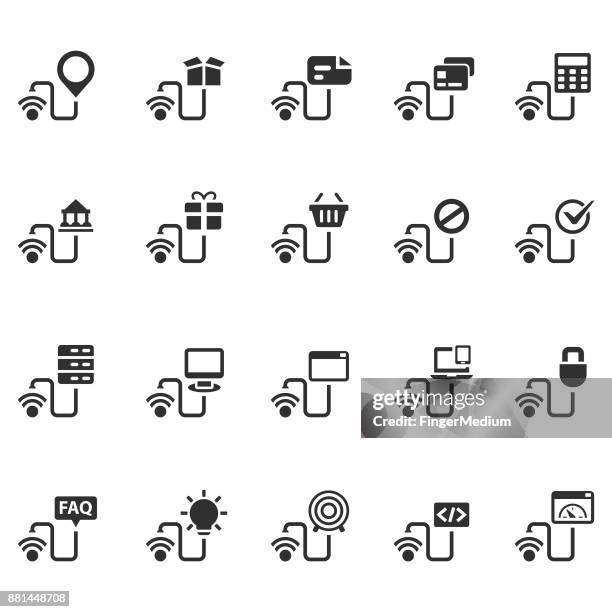 set of online icons - technical support stock illustrations