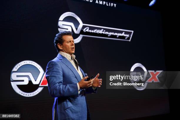 Gerry McGovern, design director and chief creative officer at Land Rover Automotive Plc, speaks during a Jaguar Land Rover Automotive Plc reveal...