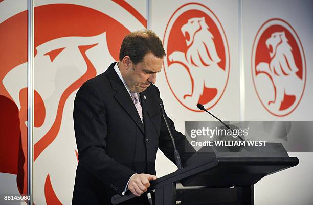 Chairman and general manager Mark Reuss of Australian carmaker GM Holden gives assurances during a press conference that its future was safe despite...