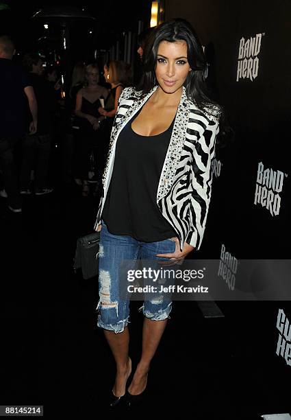 Personality Kim Kardashian arrives at the launch of "DJ Hero" hosted by ActiVision held at The Wiltern on June 1, 2009 in Los Angeles, California.