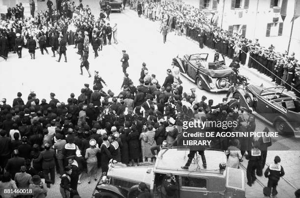 Benito Mussolini visiting Genoa, May 15 Italy, 20th century.