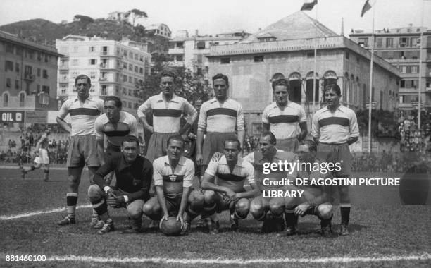 The German national football team B before the match with Italy, Luigi Ferraris Stadium, May 22 Genoa, Italy, 20th century.