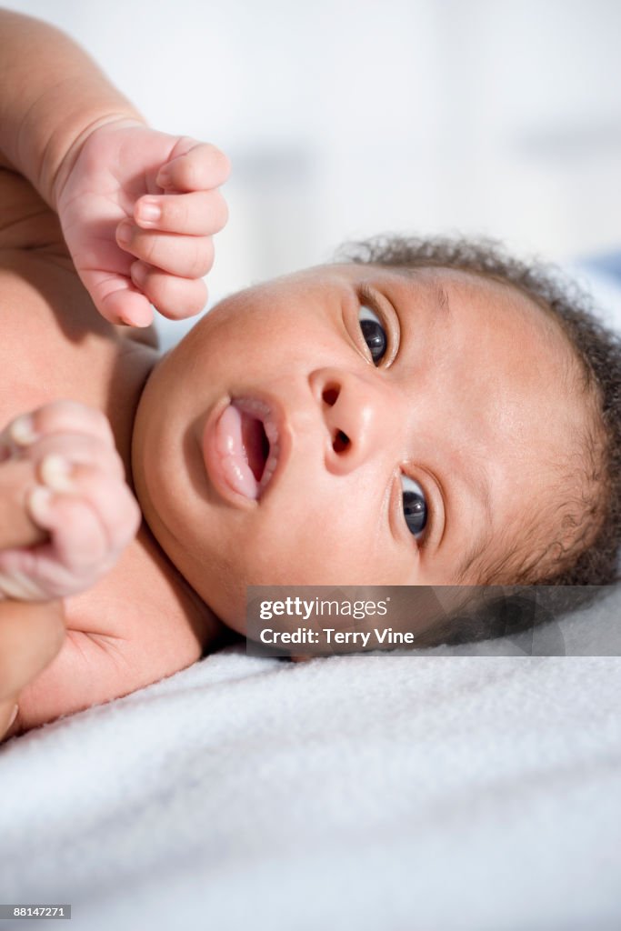 Close up of African newborn baby