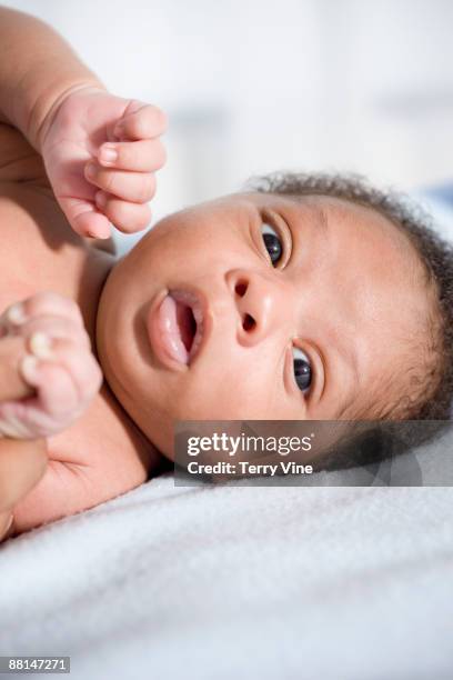 Close Up Of African Newborn Baby, Foto de stock
