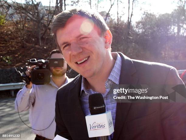 James OKeefe, the founder of Project Veritas, dodges questions about a woman who falsely claimed in interviews with The Washington Post via Getty...