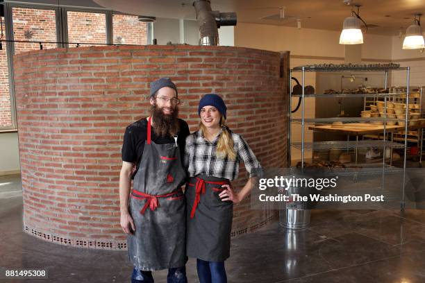 Baker Jonathan Bethony and his wife Jessica Jessica Azeez in their soon-to-be opened shop, Seylou Bakery & Mill, in Shaw photographed in Washington,...