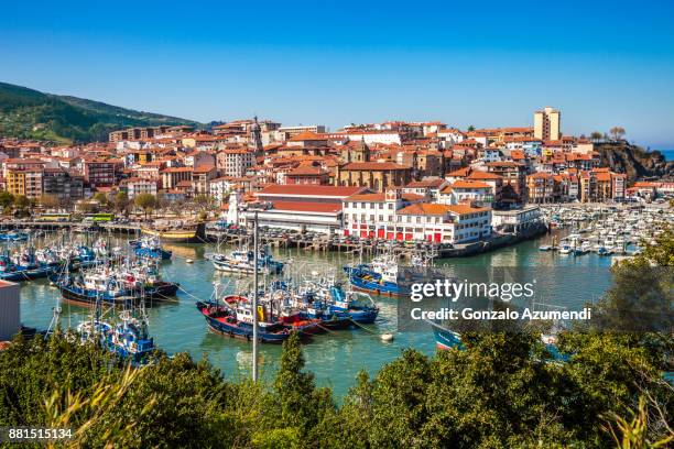 port of bermeo in urdaibai region in spain - bioreserve stock pictures, royalty-free photos & images