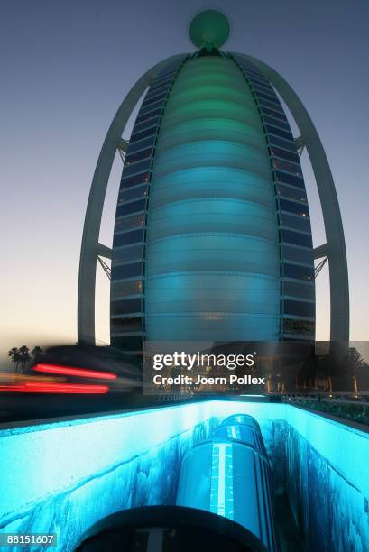 The 'Burj al Arab' Hotel is pictured prior to the gala of the German Football Association and the German Football League on June 1, 2009 in Dubai,...