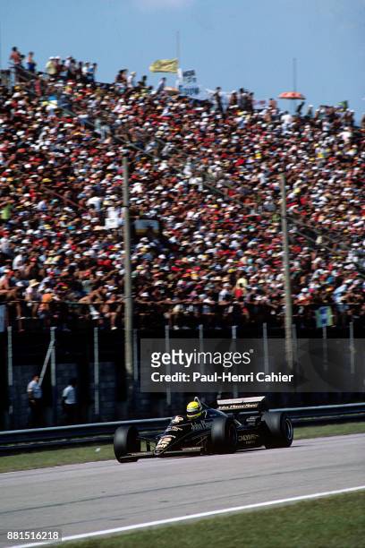 Ayrton Senna, Lotus-Renault 97T, Grand Prix of Brazil, Jacarepagua, 07 April 1985.