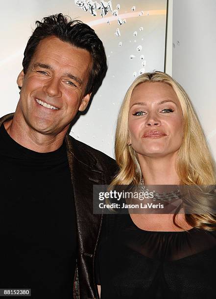 Actor David James Elliott and actress Natasha Henstridge attend the DATG summer press junket at ABC's Riverside Building on May 30, 2009 in Burbank,...