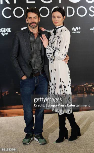 Eduard Fernandez and Dafne Fernandez attend the 'Perfectos desconocidos' photocall at Hesperia hotel on November 28, 2017 in Madrid, Spain.