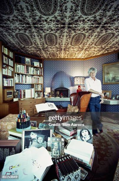 Italian politician and writer Susanna Agnelli , Contessa Rattazzi, at home in Santa Liberata, Monte Argentario, Tuscany, August 1980.