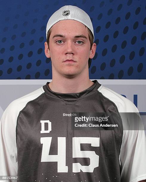 Tim Erixon poses for a photo prior to testing at the 2009 NHL Combine on May 30, 2009 at the Westin Bristol Place in Toronto, Canada.
