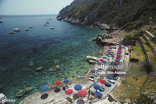 Quiet stretch of coastline in Porto Ercole, Tuscany, July 1991.