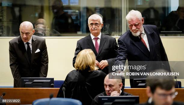 Former Croatian Prime Minister Jadranko Prlic, former Bosnian Croat Defense Minister Bruno Stojic and former Croatian general Slobodan Praljak are...